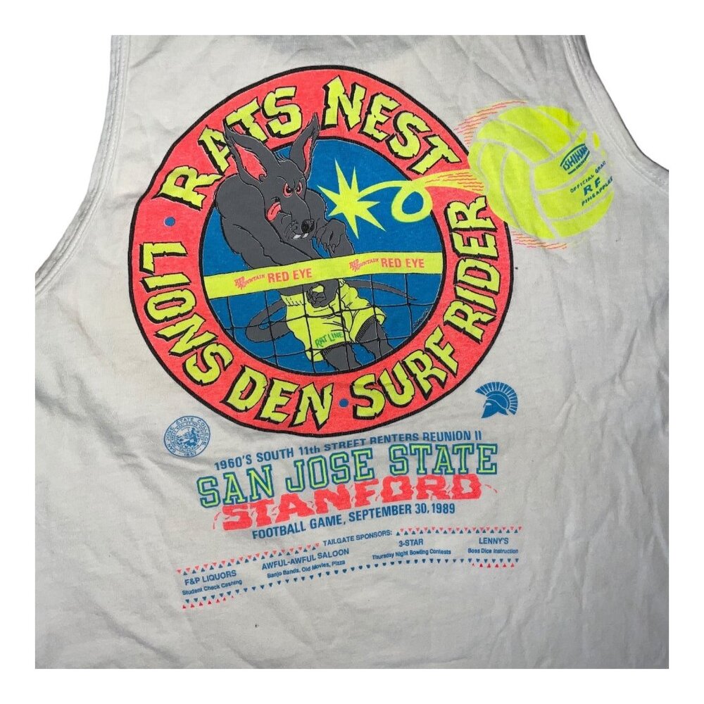 1989 Rats Nest Lions Den Surf Rider Tank Top M/L Vintage San Jose State Stanford